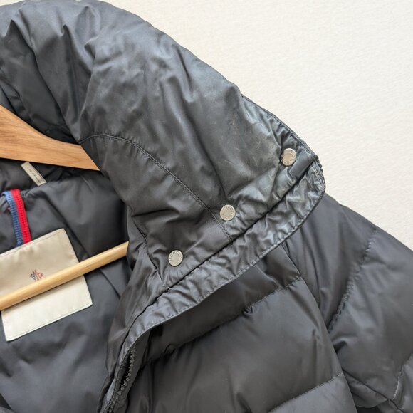 Black Flammette Down Winter Coat Moncler Size 00 - Picture 12 of 13